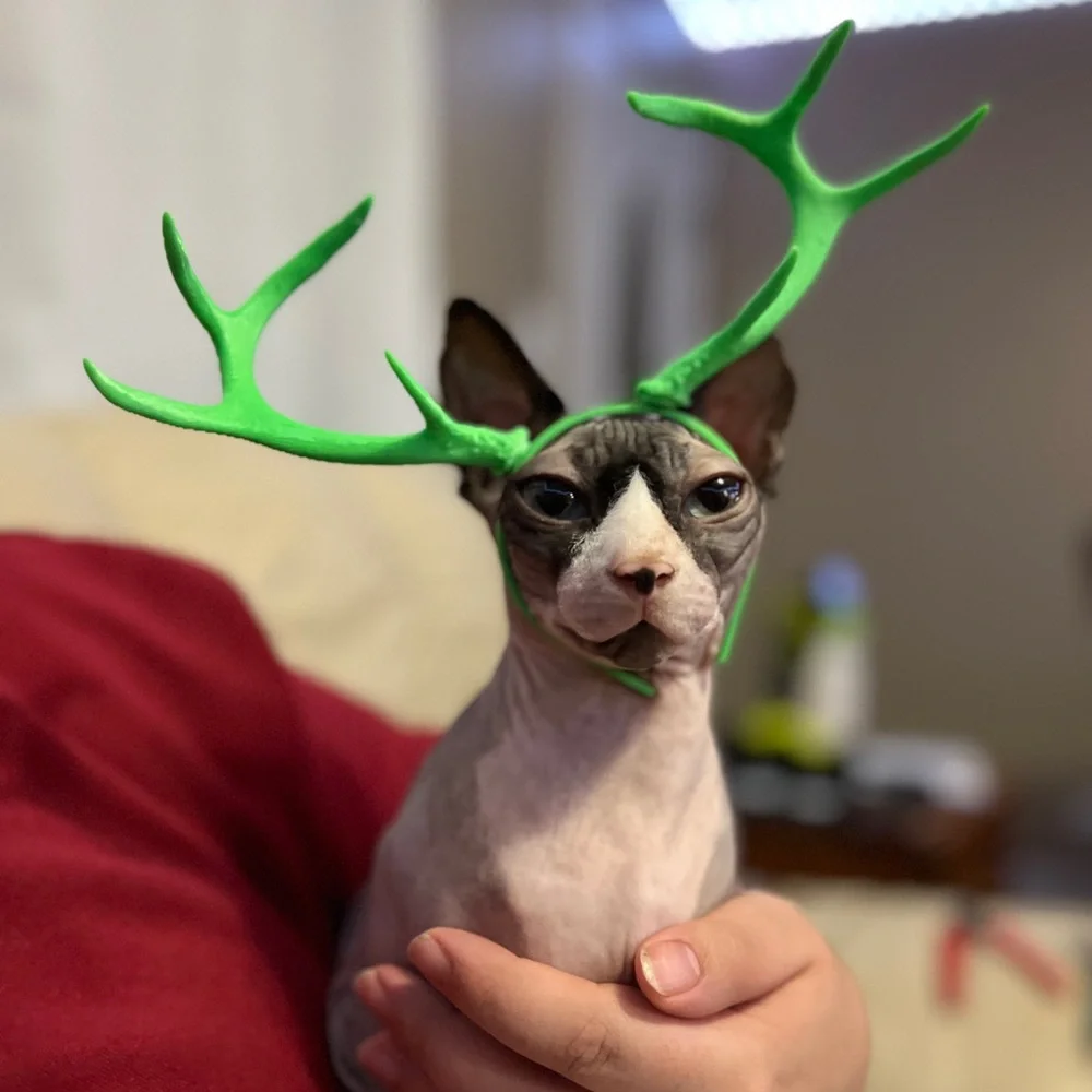 Green Antler Cat Headband